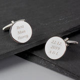 Personalised Any Message Round Cufflinks: 2 - Cufflinks & Tie Slides By Gift Moments