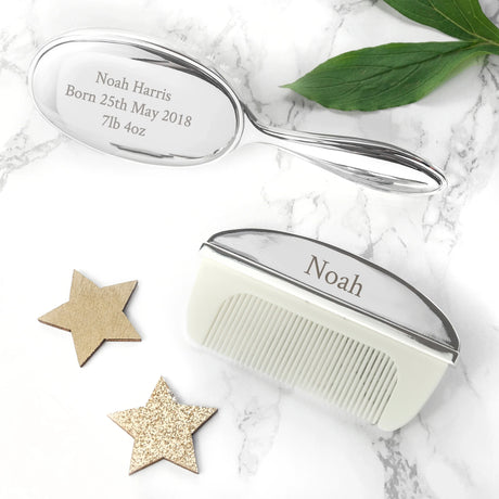 Personalised Silver Plated Baby Brush & Comb Set: 5 - Baby By Gift Moments