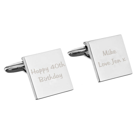 Personalised Square Cufflinks with Two Lines: 4 - Cufflinks & Tie Slides By Gift Moments