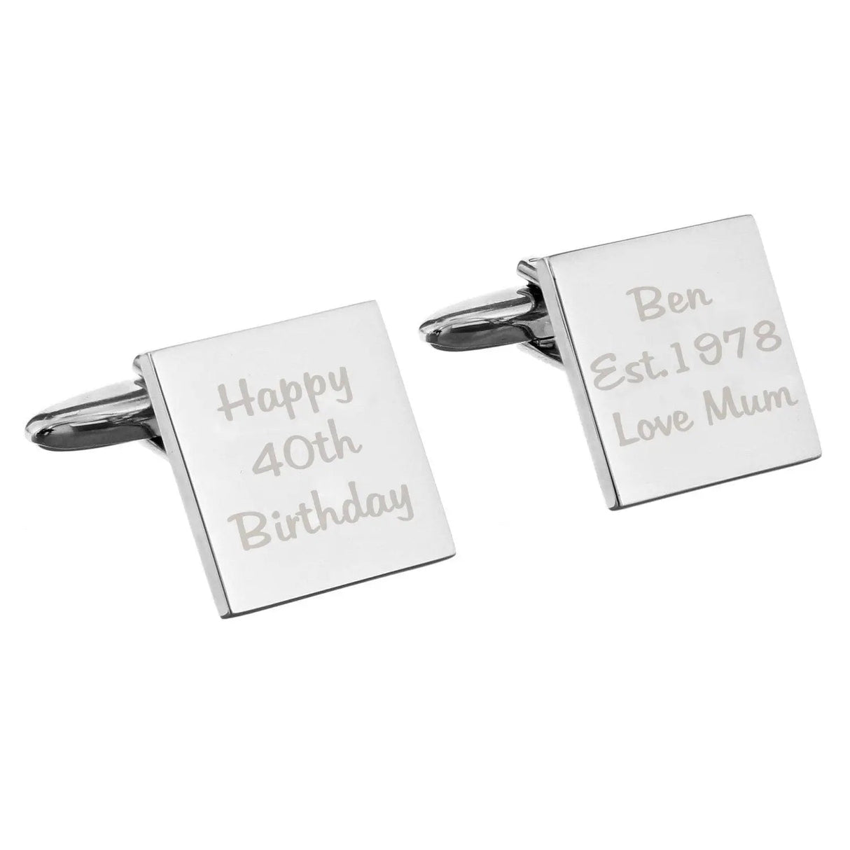 Personalised Engraved Square Cufflinks - 3 Lines: 3 - Cufflinks & Tie Slides By Gift Moments