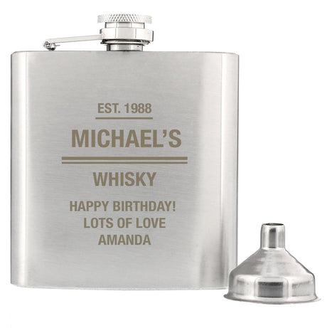 Personalised Engraved Stainless Steel Hip Flask: 7 - Hip Flasks By Gift Moments