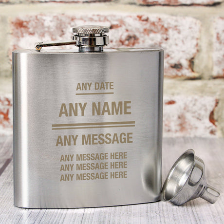 Personalised Engraved Stainless Steel Hip Flask: 5 - Hip Flasks By Gift Moments