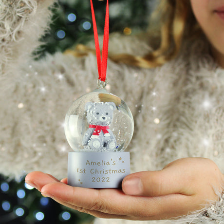 Personalised Teddy Bear Glitter Snow Globe: 1 - Snow Globes By Gift Moments