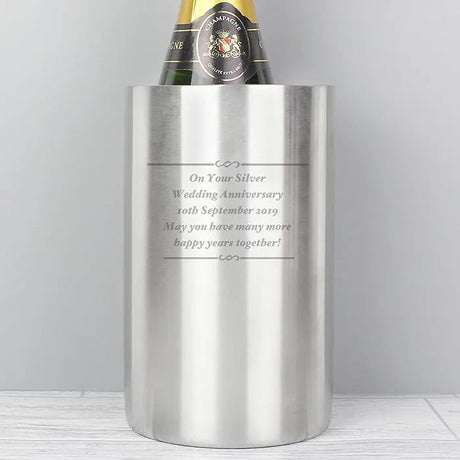 Personalised Stainless Steel Wine Cooler: 3 - Barware By Gift Moments