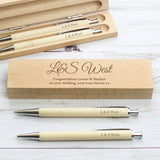 Personalised Wooden Pen and Pencil Box Set: 3 - Pens & Pencils By Gift Moments