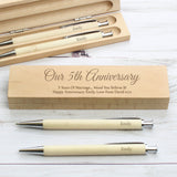 Personalised Wooden Pen and Pencil Box Set: 5 - Pens & Pencils By Gift Moments