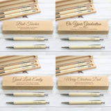 Personalised Wooden Pen and Pencil Box Set: 7 - Pens & Pencils By Gift Moments