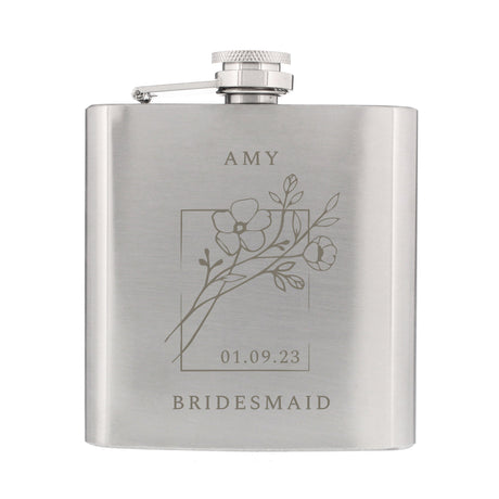 Personalised Monochrome Floral Stainless Steel Hip Flask: 5 - Hip Flasks By Gift Moments