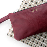 Monogrammed Burgundy Leather Clutch Bag: 2 - Bags & Purses By Gift Moments