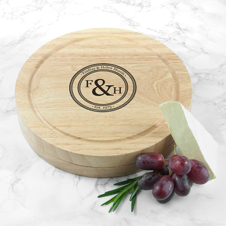 Personalised Monogram Cheese Board Set: 6 - Cheese Boards By Gift Moments