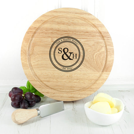 Personalised Monogram Cheese Board Set: 5 - Cheese Boards By Gift Moments