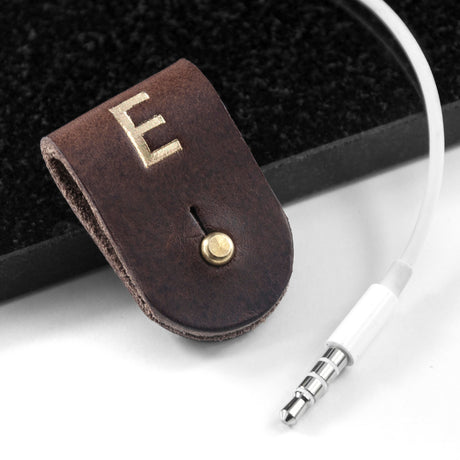 Monogrammed Leather Earphones Holder: 7 - Tech Accessories By Gift Moments