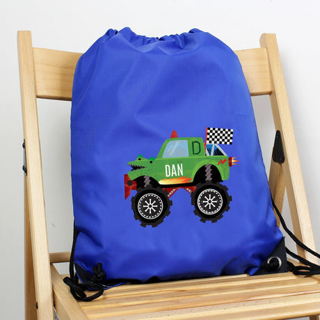 Monster Truck Personalised Blue Kit Bag: 1 - Kids Bags By Gift Moments