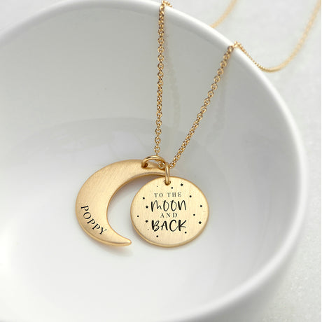 Personalised Moon & Back Necklace Default Title - Jewellery at Gift Moments