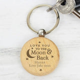 Personalised Wooden Moon & Back Keyring: 6 - Keyrings By Gift Moments