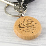 Personalised Wooden Moon & Back Keyring: 2 - Keyrings By Gift Moments