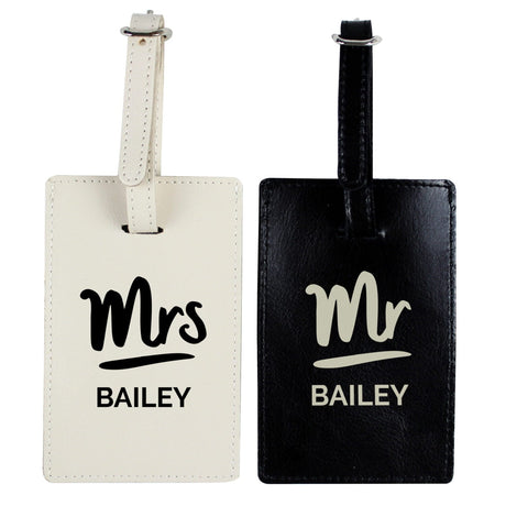 Personalised Black & Cream Mr & Mrs Luggage Tags: 3 - Luggage Tags By Gift Moments