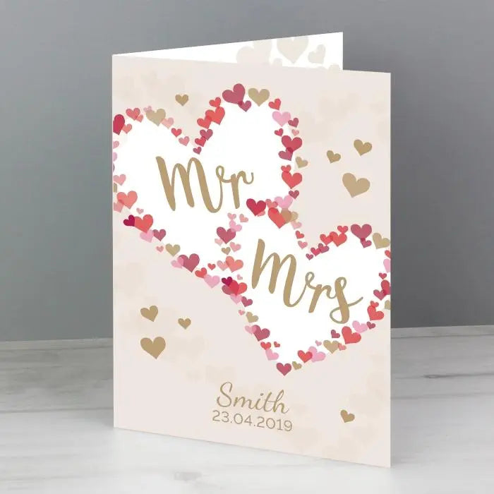 Personalised Mr & Mrs Hearts Wedding Card: 6 - Greeting Cards By Gift Moments