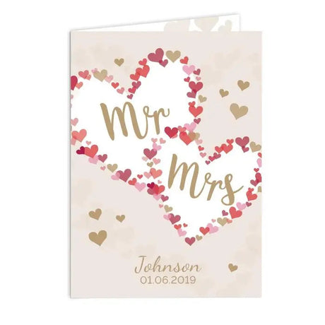 Personalised Mr & Mrs Hearts Wedding Card: 4 - Greeting Cards By Gift Moments