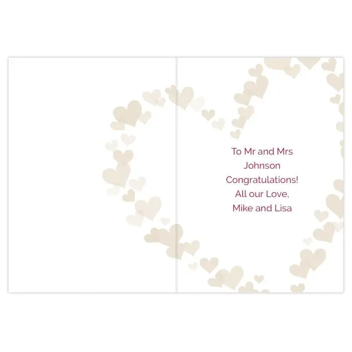 Personalised Mr & Mrs Hearts Wedding Card: 5 - Greeting Cards By Gift Moments