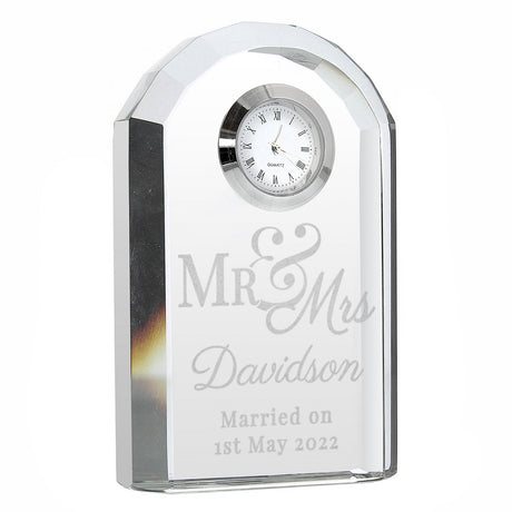 Personalised Mr & Mrs Crystal Clock: 4 - Clocks By Gift Moments