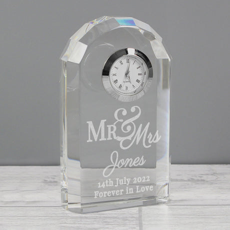 Personalised Mr & Mrs Crystal Clock: 2 - Clocks By Gift Moments