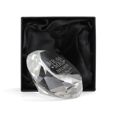 Personalised Mr & Mrs Diamond Paperweight: 2 - Paperweights By Gift Moments