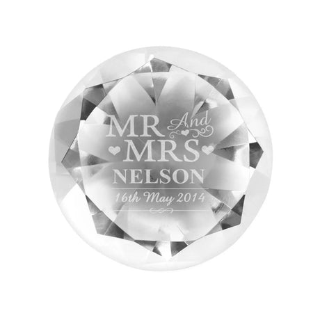 Personalised Mr & Mrs Diamond Paperweight: 3 - Paperweights By Gift Moments