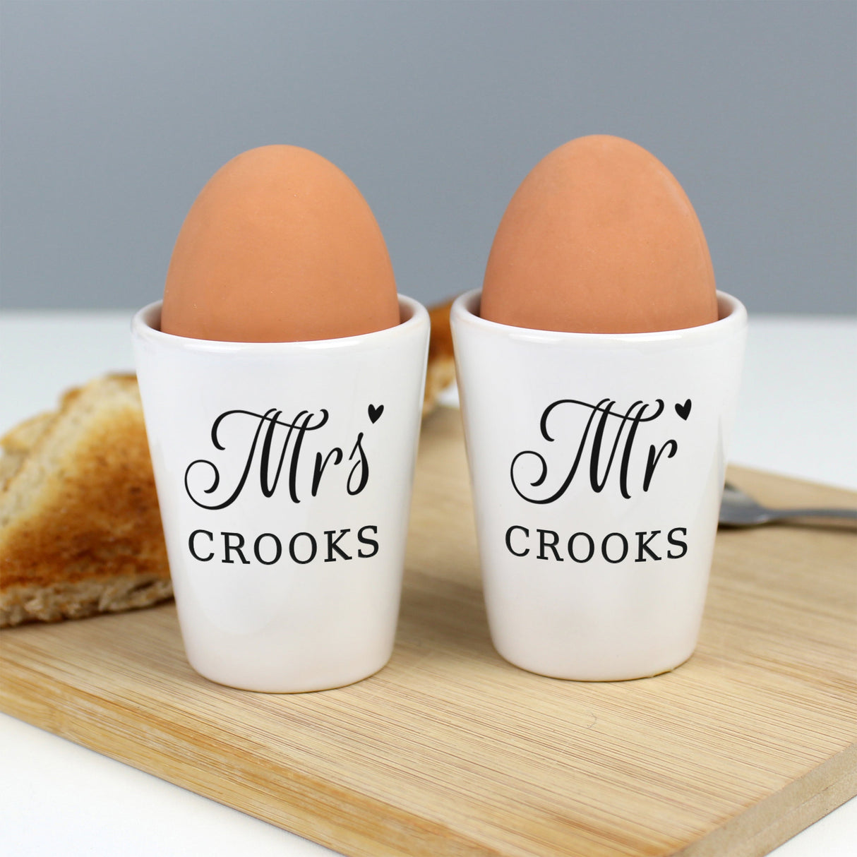 Personalised Mr & Mrs Egg Cups: 2 - Egg Cups By Gift Moments