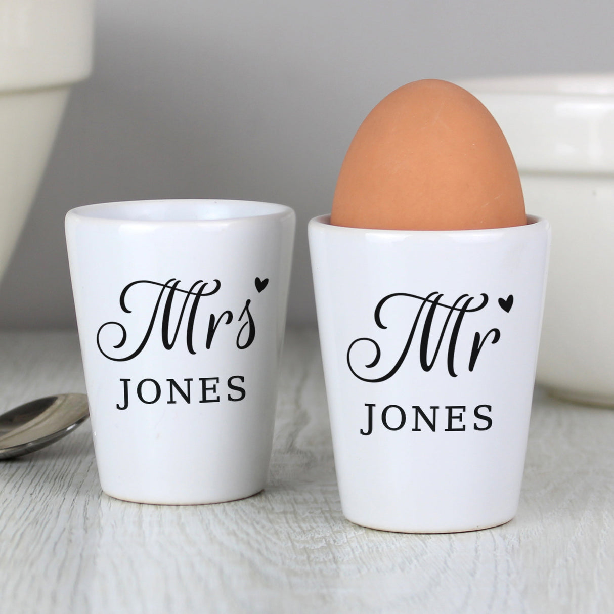 Personalised Mr & Mrs Egg Cups: 1 - Egg Cups By Gift Moments