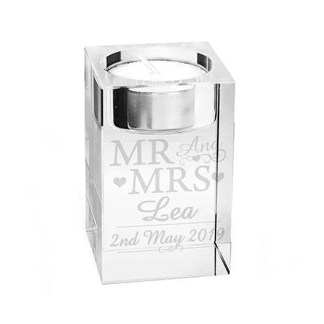 Personalised Mr & Mrs Glass Candle Holder: 4 - Candle Holders By Gift Moments