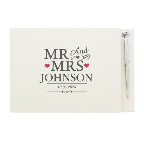 Personalised Mr & Mrs Guest Book & Pen: 3 - Guest Books By Gift Moments