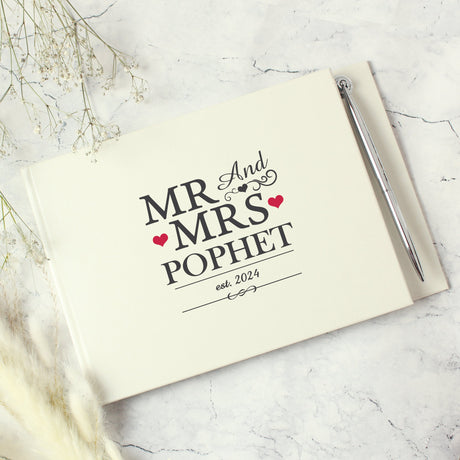 Personalised Mr & Mrs Guest Book & Pen: 5 - Guest Books By Gift Moments