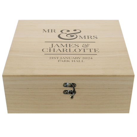 Personalised Mr & Mrs Wooden Keepsake Box: 5 - Keepsake Boxes By Gift Moments