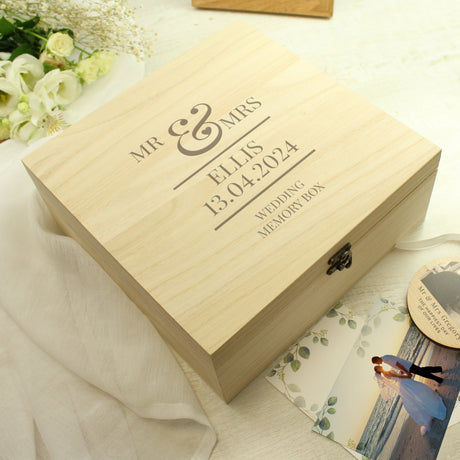 Personalised Mr & Mrs Wooden Keepsake Box: 2 - Keepsake Boxes By Gift Moments