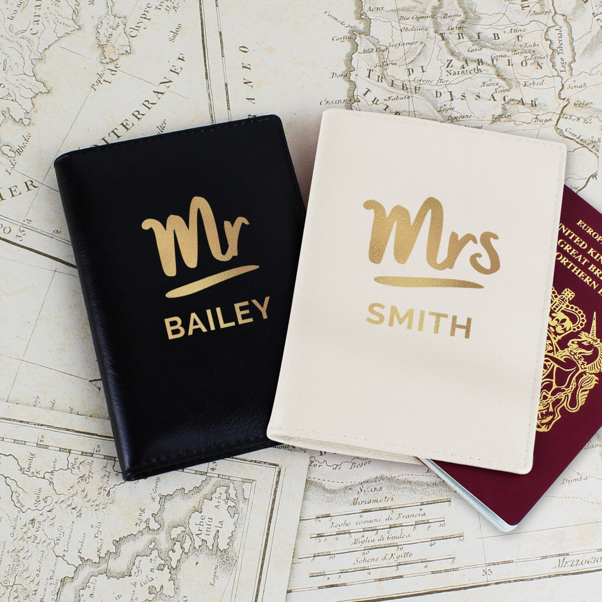 Personalised Mr & Mrs Leather Passport Holders: 2 - Passport Holders By Gift Moments