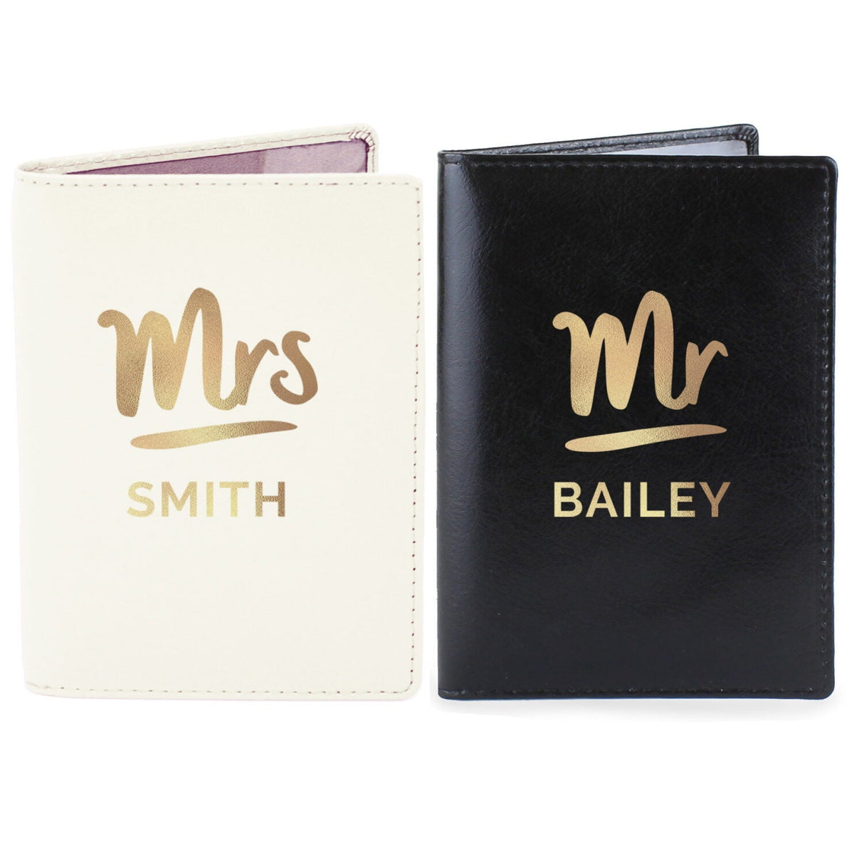 Personalised Mr & Mrs Leather Passport Holders: 3 - Passport Holders By Gift Moments