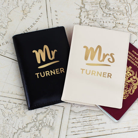 Personalised Mr & Mrs Leather Passport Holders: 1 - Passport Holders By Gift Moments