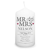 Personalised Mr & Mrs Pillar Candle: 2 - Candles By Gift Moments