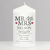 Personalised Mr & Mrs Pillar Candle: 1 - Candles By Gift Moments