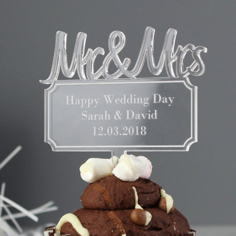 Personalised Mr & Mrs Acrylic Cake Topper: 1 - Keepsakes By Gift Moments