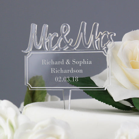 Personalised Mr & Mrs Acrylic Cake Topper: 4 - Keepsakes By Gift Moments