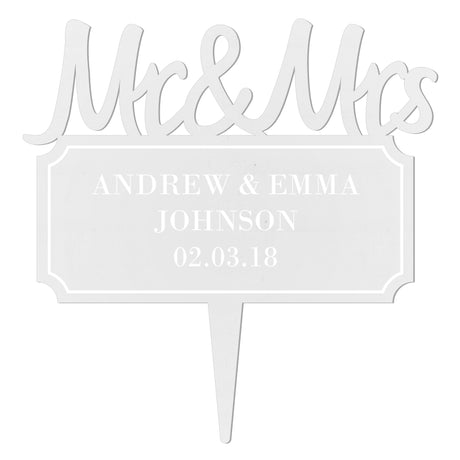 Personalised Mr & Mrs Acrylic Cake Topper: 2 - Keepsakes By Gift Moments