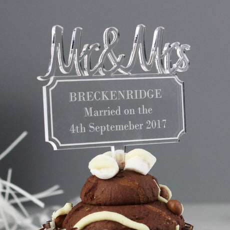 Personalised Mr & Mrs Acrylic Cake Topper: 5 - Keepsakes By Gift Moments