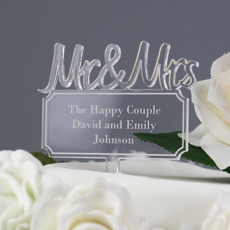 Personalised Mr & Mrs Acrylic Cake Topper: 3 - Keepsakes By Gift Moments