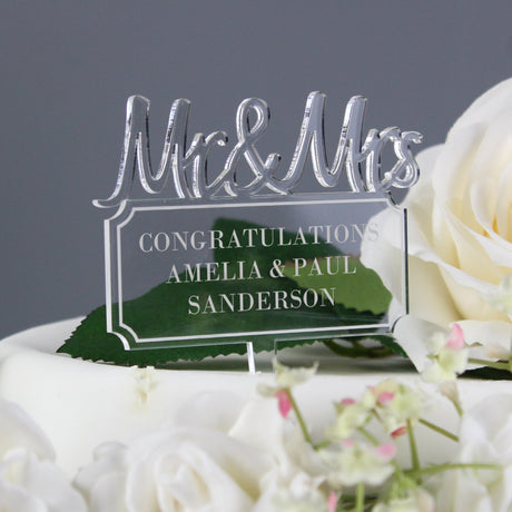 Personalised Mr & Mrs Acrylic Cake Topper: 6 - Keepsakes By Gift Moments