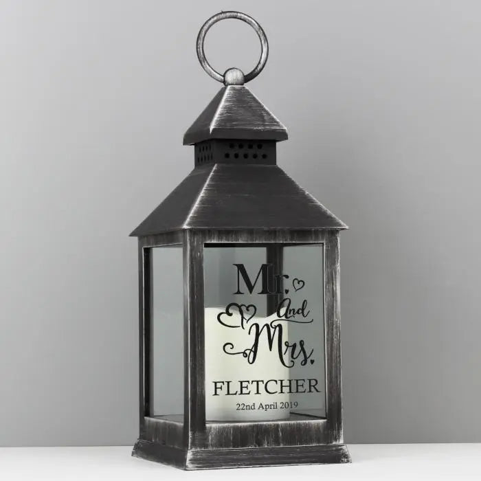 Personalised Mr and Mrs Lantern: 3 - LED Lighting By Gift Moments