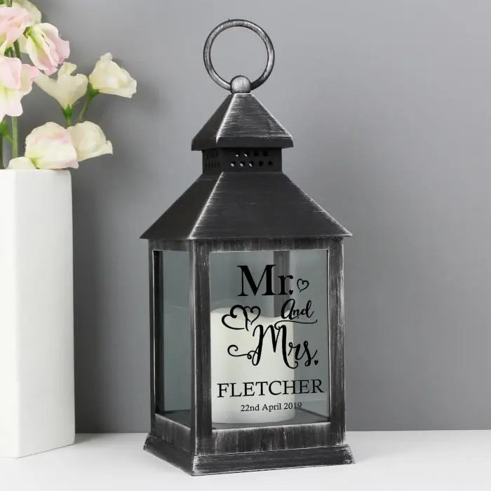 Personalised Mr and Mrs Lantern: 1 - LED Lighting By Gift Moments