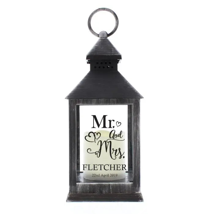 Personalised Mr and Mrs Lantern: 4 - LED Lighting By Gift Moments