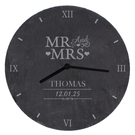 Personalised Mr & Mrs Slate Clock: 5 - Clocks By Gift Moments